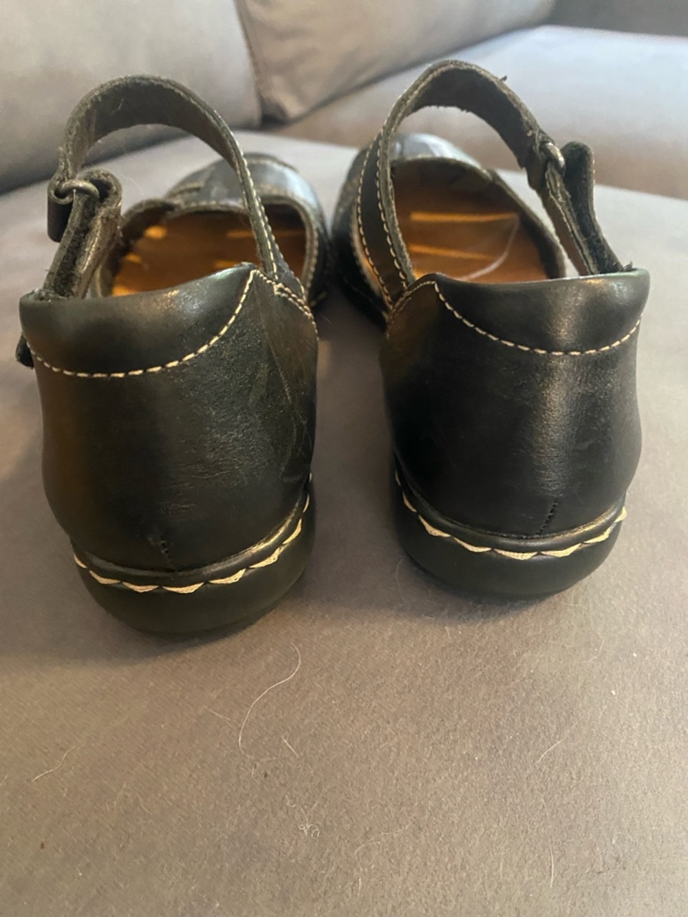 Clarks Black Leather Mary Jane Sandals with Ankle Strap - Picture 7 of 8